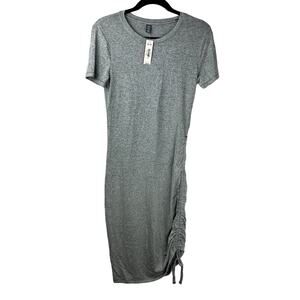Joe Fresh NWT Ruched Midi Dress Women Sz XS Grey Mix Short Sleeve Comfort Lounge